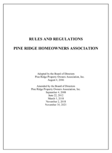 Pine Ridge POA Rules & Regulations - Revised 11/30/2021