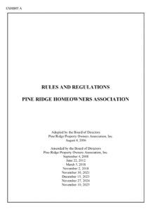 Pine Ridge POA Rules & Regulations Revised Nov 2025